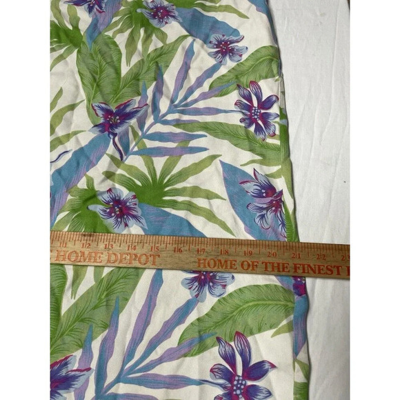 Vtg Reef Island Silk Dress L Hawaiian Floral Palm Straight Midi Side Slit Resort - Picture 8 of 13